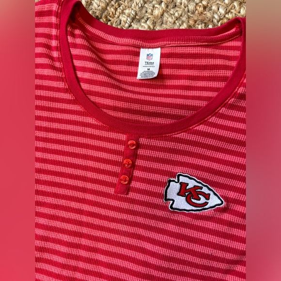 NFL brand Kansas City Chiefs Thermal half button up long sleeve stripes small - Picture 2 of 6